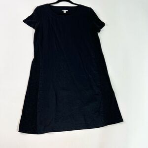 J. Jill Sheath Dress Womens Small Black Cap Short Sleeves Linen Mini Pullover
